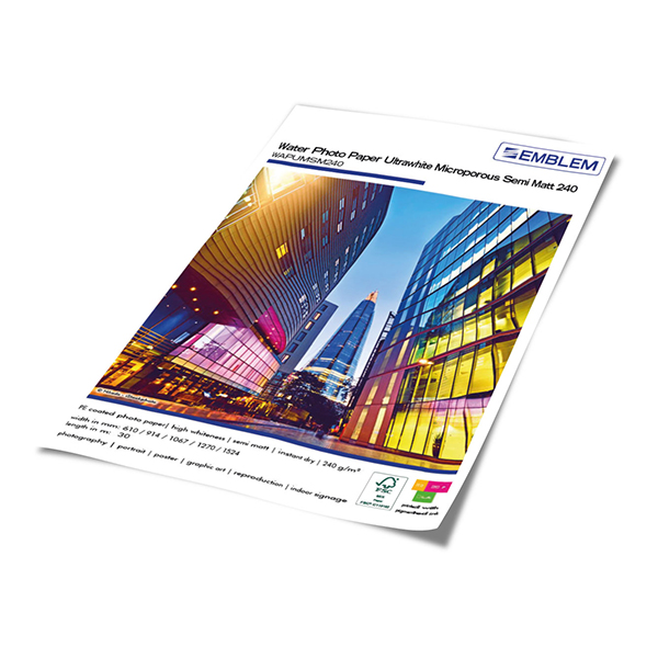 EMBLEM Water Photo Paper Ultrawhite Microporous Semi Matt 240 WAPUMSM240 Farben-Frikell WTB